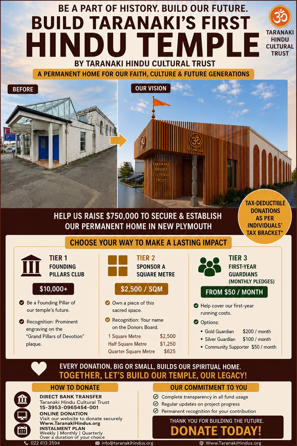 Taranaki Hindu Cultural Trust Fundraising Campaign Flyer