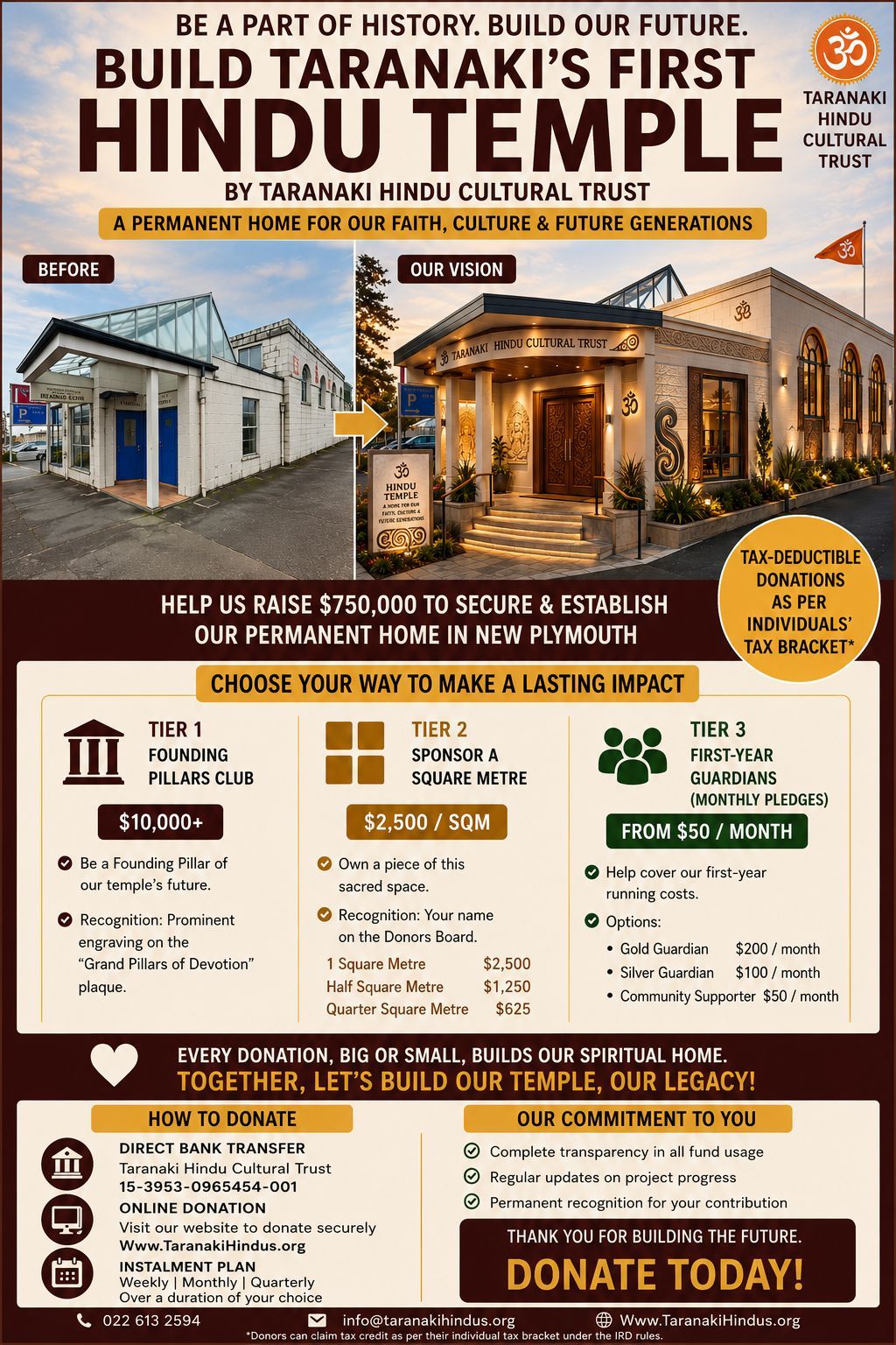 Taranaki Hindu Cultural Trust Fundraising Campaign Flyer